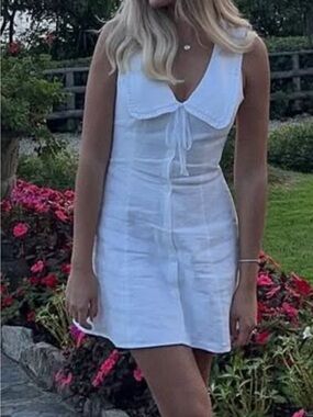 Reformation Soraya Linen Minidress V-neck and a Peter Pan collar dress